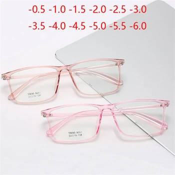 0 -0.5 -1 -1.5 -2 -2.5 до -6.0 квадрат минус рецепта очила жени мъже реколта TR90 голяма рамка оптични късогледство очила