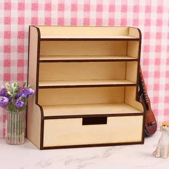 1:12 Dollhouse Mini Display Cabinet Storage Rack Bookcase Shoe Rack Model For Doll House Home Decor Kids Pretend Play Toys