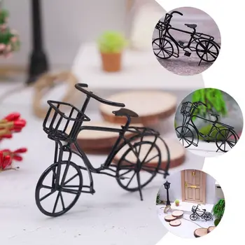 1:12 Аксесоари за къщи за кукли Черен малък симулационен велосипед велосипед куклена къща декорация модел