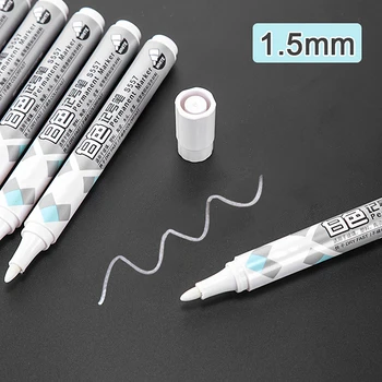 1/3Pcs бял маркер писалка гума постоянна писалка водоустойчив маркирайте писалка 1.5mm DIY графити скициране канцеларски инструмент за писане