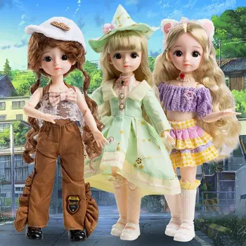 1/6 BJD кукла и дрехи 30CM множество подвижни стави с лице гримирани модни дрехи момиче обличане играчки кукла празник подарък