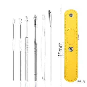 1/6PC/Set Ear Cleaner Earwax Removal Tool Earpick Curette Многократна употреба Почистване на уши Wax Remover Spring Spoon Ear Pick Cleanser