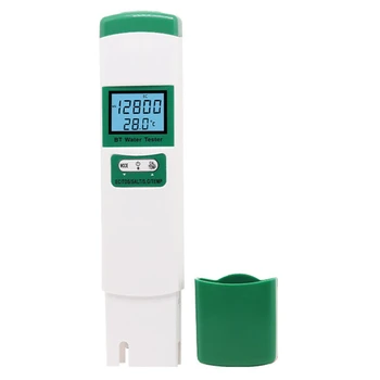 1 Piece 5-In-1 Тестер за качество на водата EC TDS SALT SG TEMP Цифров детектор Бял & Зелен ABS Bluetooth тестер за качество на водата