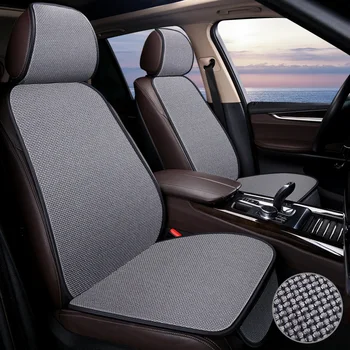 1 Seat Flax Car Seat Cover Предна възглавница за столче за кола 3D Mesh Linen Fabric Seat Pad Protector 3PCS (1 Pad + 1 Back rest + 1 Headrest)