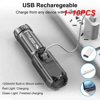  1 ~ 10PCS фенерче силна светлина многофункционален LED отблясъци фенерче увеличение USB зареждане преносима лампа за открито