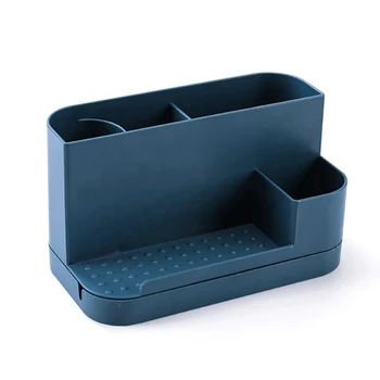 1 бр. Синя ротационна кутия за съхранение на канцеларски материали за дома, офиса, съхранение на канцеларски материали