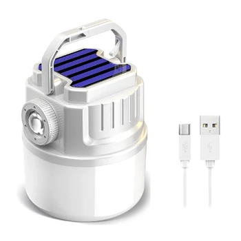 1 комплект къмпинг фенер акумулаторни къмпинг светлини с 4 светлинни режима, IPX6 водоустойчив, USB C