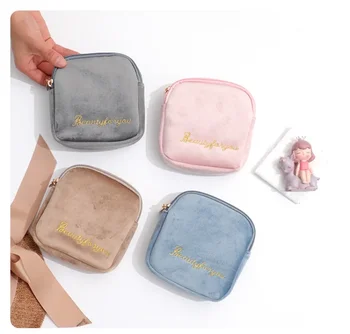1 парче простота плътен цвят малки червило грим чанта малка монета санитарни салфетки съхранение чанта преносим слушалки чанта за жени