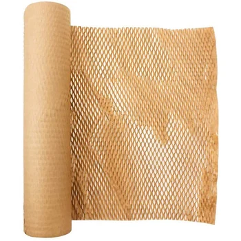 1 ролка рециклирана опаковъчна хартия 12Inch X 33FT еко пчелна пита хартия за преместване на опаковъчна обвивка Рециклируем материал за възглавница