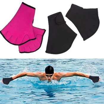 1 чифт плуване с ципести аеробика Аква ръкавици съпротива обучение плуване сърф S / M / L розов черен неопрен Аксесоари за водни спортове