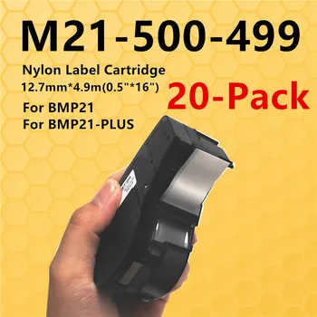  10 ~ 20PK M21-500-499 Машинен етикет Черно на бяло Найлонов етикет принтер лента за BMP21-PLUS, BMP21-LAB, LABPAL Label Maker 12.7mm