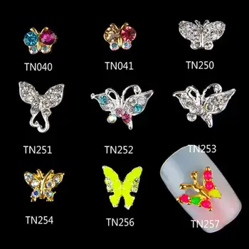10 бр. 3D пеперуди лъскави кристали атрактивни лесни за използване DIY маникюр сплав нокти изкуство съвети декорация