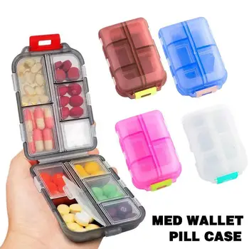 10 Решетка преносима двуслойна кутия за лекарства Med Wallet Pills Case Tablet Storage Travel Sealed Pill Subpackage Case With Labels