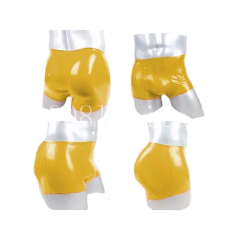 100% латекс каучук Gummi монохромен жълт хип-лифтинг модни шорти размер XXS ~ XXL