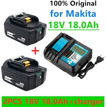 100% оригинална 18V18AH батерия 18000mAh литиево-йонна батерия Резервна захранваща батерия за Makita BL1880 BL1860 BL1830батерия + зарядно устройство