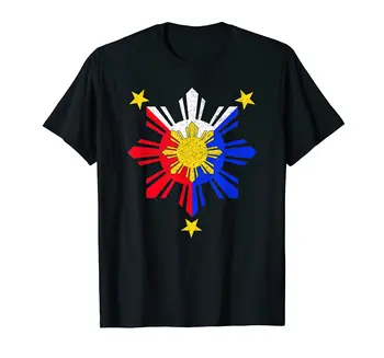 100% памук Pinoy филипински филипински флаг слънце тениска МЪЖЕ ЖЕНИ УНИСЕКС Т РИЗИ РАЗМЕР S-6XL