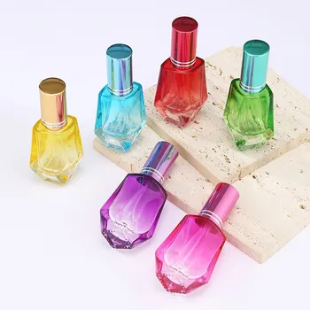 10ml Цветен диамант за многократна употреба спрей парфюм бутилка дебела стъклена помпа жена парфюм пулверизатор пътуване празни козметични контейнери