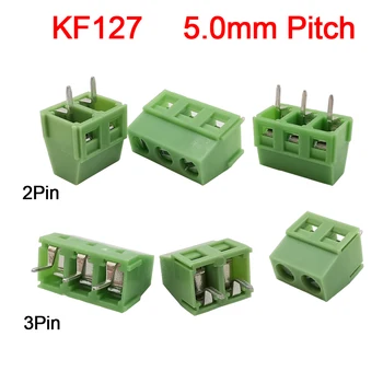 10Pcs KF127 прав щифт снаждане кабел терминал конектор 5.0mm стъпка 2 / 3Pin PCB винт тел терминал блок конектор 300V 10A