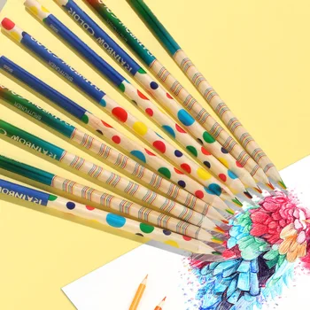10Pcs/lot Rainbow Color Pencil DIY сладък Kawaii дървен цветен молив дърво за детска училищна графити рисуване