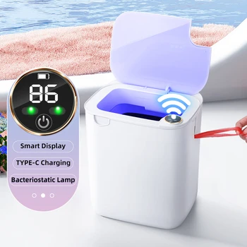 18L Smart Sensor кошче за боклук с дисплей Type-C Презареждане Автоматично кошче за отпадъци за баня Кухня Тоалетна Кошче за отпадъци Умен дом