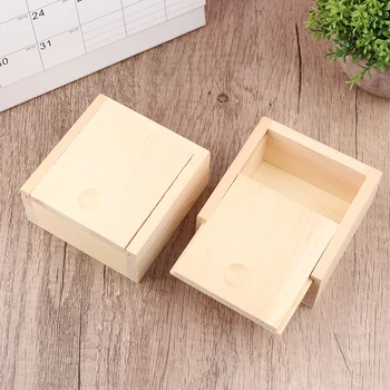 1PC Дървена кутия за съхранение Естествено обикновено дърво с капак Многофункционални квадратни подаръчни кутии за декорация за съхранение на домашни доставки
