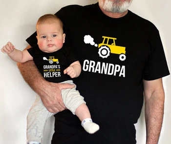 1pc Малкият помощник на дядо и дядо Съвпадение Тениски на дядо и внук Летни къси ръкави съвпадение семейство вид тоалети