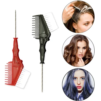 1PC метална опашка върха коса оцветяване гребен двойна употреба с мек найлон салон за коса боя четка за фризьорски стайлинг инструмент