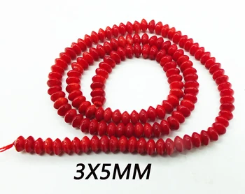 1pcs 3X5MM AAA висококачествена червена форма Abacus Coral Loose мъниста 15 инча (HAVE недостатък, е истинската материя)