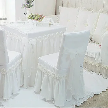 1piece бяла принцеса дантела покривка за сватбена декорация луксозна роза маса за хранене кърпа стол капак маса покритие размер обичай