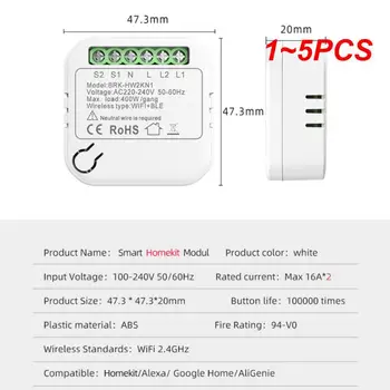 1~5PCS 16A Homekit WIFI Smart Switch Mini 2-way Control Switch Module Cozylife Smart Breaker Support Alexa Home