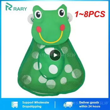1~8PCS Бебешки играчки за баня Сладка патица жаба Mesh Net Toy чанта за съхранение Силни всмукателни чаши Баня игра чанта Организатор на баня Водни играчки