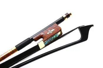 1бр Лък за виолончело 4/4 Пръчка от въглеродни влакна Snakewood Frog Black Bow коса