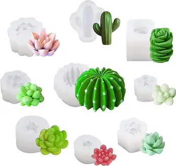 1бр Сочни силиконови форми за свещи 3D растителна смола кактуси свещ мухъл сапуни вземане DIY ръчно изработени форми Свещ торта декор