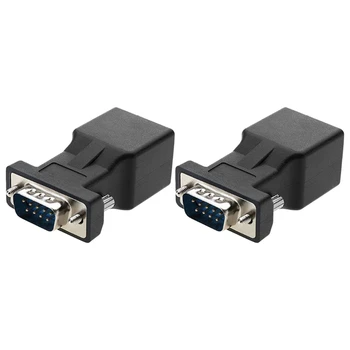 2 пакет VGA удължител мъжки към RJ45 CAT5 CAT6 20M мрежов кабелен адаптер COM порт към LAN Ethernet порт конвертор