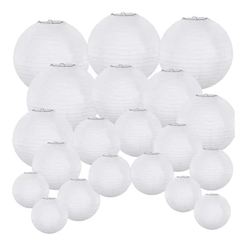 20 пакет китайски кръгъл бял хартиен фенер хартиени фенери висящи фенери декорации за сватбени тържества