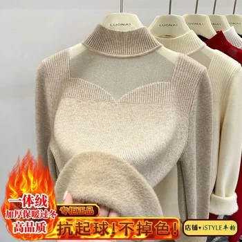 2023 Зимни жени голф износване плетен пуловер универсален тънък годни дълъг ръкав голф жените мода плетени пуловер облекло