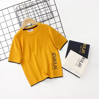 2023 Летен корейски стил мода детски дрехи момчета тениска 100% памук печат върховете за 4-13 години тениски