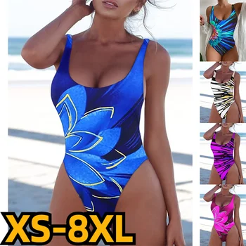 2023 ЛятоГолям размер секси печат баня костюм нов дизайн отпечатани мода бански жени едно парче бански ваканция плажно облекло 8XL