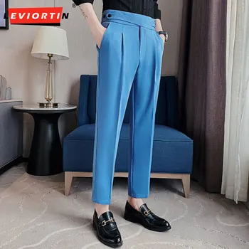 2023 Мода Мъжки бизнес официални панталони Твърди италиански панталони с висока талия Плисирани ежедневни панталони Трансгранични панталони Slim Fit Мъжки 28-36