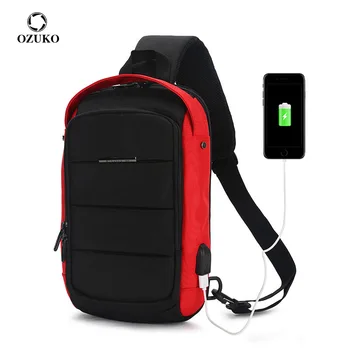 2023 Нови гръдни пакети Мъжка мода USB зареждане Crossbody рамо чанти голям капацитет водоустойчив пътуване прашка пратеник гърдите чанта