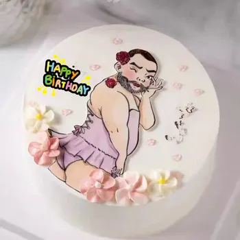 2023 Смешни Честит рожден ден торта топер карикатура характер шега смола DIY Cupcake Toppers Момче момиче парти подарък десерт декорация