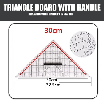 20CM/30CM Чертеж триъгълник владетел многофункционален чертеж дизайн владетел с дръжка транспортир измерване владетел канцеларски материали студент
