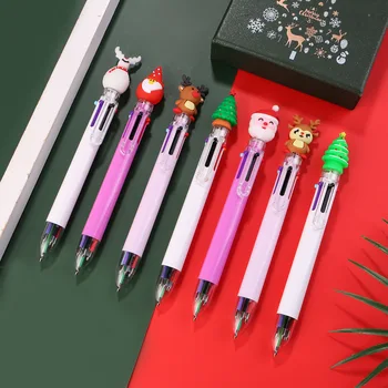 20PCS карикатура 6 цвят Коледа химикалка сладък Дядо Коледа лосове снежен човек писалки студент писане инструменти училище пособия Коледа подаръци