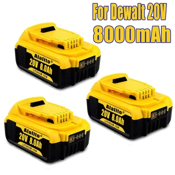 20V 8000mAh DCB200 сменяема литиево-йонна батерия, съвместима за Dewalt 18 волта MAX електроинструменти 18650 литиеви батерии