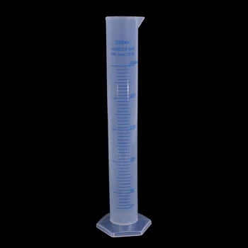 250ml Измервателен цилиндър Синя скала Киселинен и алкално устойчив измервателен цилиндър