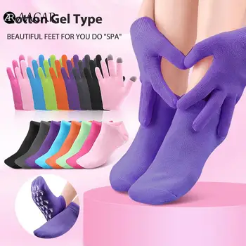 2Pcs/pair СПА гел чорапи за многократна употреба Ръкавици Ръкавици със сензорен екран Овлажняващо избелване Ексфолиране Грижа за ръцете и краката Гел подплата