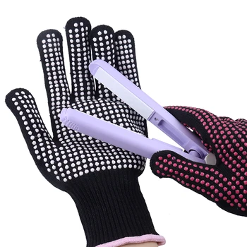 2PCS Нова двустранна преса за коса Кърлинг Тонг Фризьорски топлоустойчиви ръкавици против попарване на пръстите Инструменти за фризьорски салон