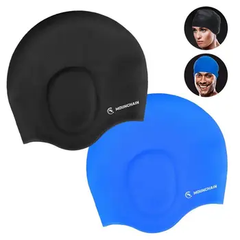 2pcs силиконова плувна шапка за възрастни с джобове за уши за мъже жени тийнейджъри водоустойчиви плувни шапки