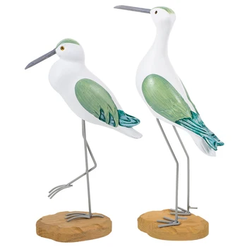 2бр Дървена птица занаятчийски украшение Реалистичен орнамент на чайка Настолна скулптура