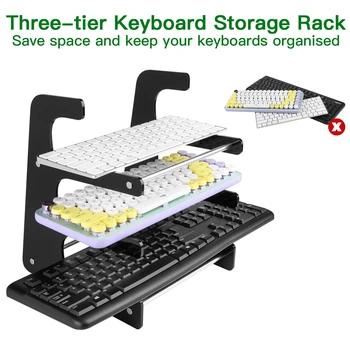 3-степенен държач за клавиатура Рафт за клавиатура Акрилна стойка за съхранение Три механични клавиатура